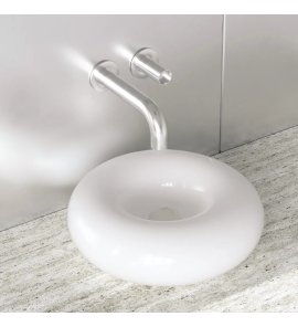 Trone Orbe Umywalka okrągła Ø 44 cm z korkiem White ORBEWH