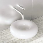 Trone Orbe Umywalka okrągła Ø 44 cm z korkiem White ORBEWH