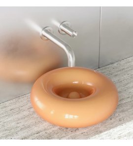 Trone Orbe Umywalka okrągła Ø 44 cm z korkiem Peach ORBEPE