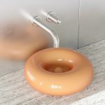 Trone Orbe Umywalka okrągła Ø 44 cm z korkiem Peach ORBEPE