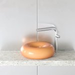 Trone Orbe Umywalka okrągła Ø 44 cm z korkiem Peach ORBEPE