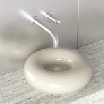 Trone Orbe Umywalka okrągła Ø 44 cm z korkiem Cream ORBECR