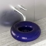 Trone Orbe Umywalka okrągła Ø 44 cm z korkiem Blue ORBEBLU