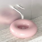 Trone Orbe Umywalka okrągła Ø 44 cm z korkiem Pink ORBEBPI