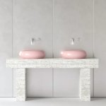 Trone Orbe Umywalka okrągła Ø 44 cm z korkiem Pink ORBEBPI