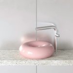 Trone Orbe Umywalka okrągła Ø 44 cm z korkiem Pink ORBEBPI