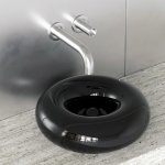 Trone Orbe Umywalka okrągła Ø 44 cm z korkiem Black ORBEBL