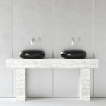 Trone Orbe Umywalka okrągła Ø 44 cm z korkiem Black ORBEBL