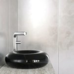 Trone Orbe Umywalka okrągła Ø 44 cm z korkiem Black ORBEBL