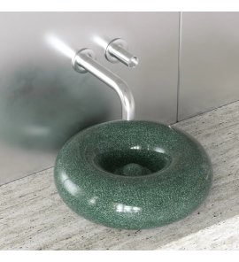 Trone Orbe Umywalka okrągła Ø 44 cm z korkiem Flaked Green ORBEFG