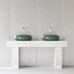 Trone Orbe Umywalka okrągła Ø 44 cm z korkiem Flaked Green ORBEFG