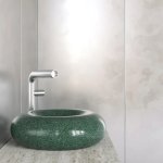 Trone Orbe Umywalka okrągła Ø 44 cm z korkiem Flaked Green ORBEFG