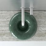 Trone Orbe Umywalka okrągła Ø 44 cm z korkiem Flaked Green ORBEFG