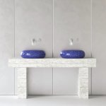 Trone Orbe Umywalka okrągła Ø 44 cm z korkiem Flaked Blue ORBEFB