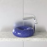 Trone Orbe Umywalka okrągła Ø 44 cm z korkiem Flaked Blue ORBEFB