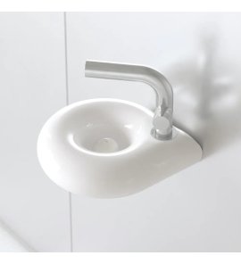 Trone Orbe Umywalka okrągła Ø 30 cm ścienna z korkiem White ORBEXXWH