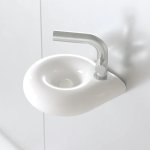 Trone Orbe Umywalka okrągła Ø 30 cm ścienna z korkiem White ORBEXXWH