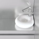 Trone Orbe Umywalka okrągła Ø 30 cm ścienna z korkiem White ORBEXXWH