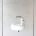 Trone Orbe Umywalka okrągła Ø 30 cm ścienna z korkiem White ORBEXXWH