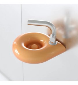 Trone Orbe Umywalka okrągła Ø 30 cm ścienna z korkiem Peach ORBEXXPE