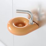 Trone Orbe Umywalka okrągła Ø 30 cm ścienna z korkiem Peach ORBEXXPE