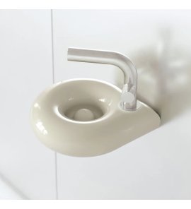 Trone Orbe Umywalka okrągła Ø 30 cm ścienna z korkiem Cream ORBEXXCR