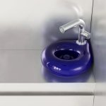 Trone Orbe Umywalka okrągła Ø 30 cm ścienna z korkiem Blue ORBEXXBLU