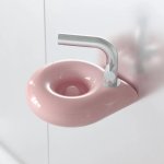 Trone Orbe Umywalka okrągła Ø 30 cm ścienna z korkiem Pink ORBEXXPI