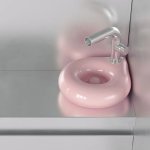 Trone Orbe Umywalka okrągła Ø 30 cm ścienna z korkiem Pink ORBEXXPI