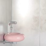 Trone Orbe Umywalka okrągła Ø 30 cm ścienna z korkiem Pink ORBEXXPI