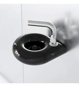 Trone Orbe Umywalka okrągła Ø 30 cm ścienna z korkiem Black ORBEXXBL