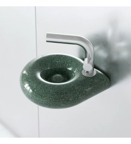 Trone Orbe Umywalka okrągła Ø 30 cm ścienna z korkiem Flaked Green ORBEXXFG