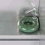 Trone Orbe Umywalka okrągła Ø 30 cm ścienna z korkiem Flaked Green ORBEXXFG