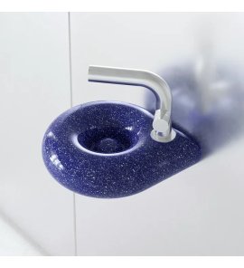 Trone Orbe Umywalka okrągła Ø 30 cm ścienna z korkiem Flaked Blue ORBEXXFB