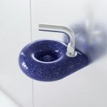 Trone Orbe Umywalka okrągła Ø 30 cm ścienna z korkiem Flaked Blue ORBEXXFB