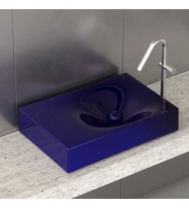 Trone Rituel Umywalka nablatowa 40,4x60,4 cm z korkiem Blue RITUELBLU