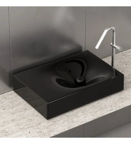 Trone Rituel Umywalka nablatowa 40,4x60,4 cm z korkiem Black RITUELBL