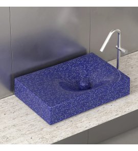 Trone Rituel Umywalka nablatowa 40,4x60,4 cm z korkiem Flaked Blue RITUELFB