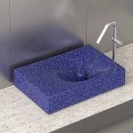 Trone Rituel Umywalka nablatowa 40,4x60,4 cm z korkiem Flaked Blue RITUELFB