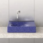 Trone Rituel Umywalka nablatowa 40,4x60,4 cm z korkiem Flaked Blue RITUELFB