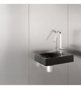 Trone Rituel Umywalka ścienna 40,3x26,3 cm z korkiem Black RITUELXXBL