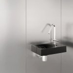 Trone Rituel Umywalka ścienna 40,3x26,3 cm z korkiem Black RITUELXXBL