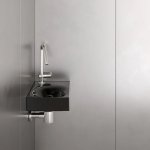 Trone Rituel Umywalka ścienna 40,3x26,3 cm z korkiem Black RITUELXXBL