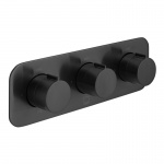 Vado Edit Bateria prysznicowa termostatyczna, podtynkowa, pozioma, 3-drożna Czarny szczotkowany IND-T128/3-H-ALT-BLK