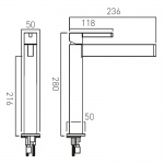 Vado Edit Bateria umywalkowa wysoka, sztorcowa, jednouchwytowa, bez korka Złoty szczotkowany IND-EDI100E/SB-BRG