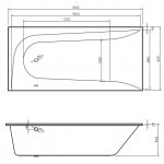  Vayer Boomerang Wanna prostokątna asymetryczna lewa ze stelażem i syfonem 190x90 cm biała 190.090.045.1-1.X.0.0.1