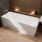  Vayer Boomerang Wanna prostokątna asymetryczna lewa ze stelażem i syfonem 190x90 cm biała 190.090.045.1-1.1.0.0.1
