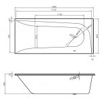  Vayer Boomerang Wanna prostokątna asymetryczna prawa ze stelażem i syfonem 180x80 cm biała 180.080.045.1-1.2.0.0.1