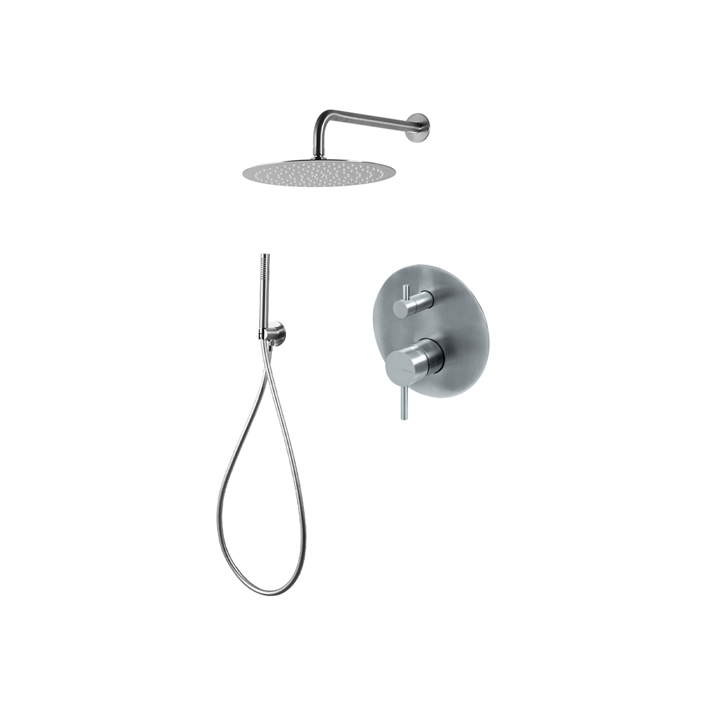 Vema Tiber Steel Zestaw natryskowy podtynkowy z deszczownicą 30 cm Stal nierdzewna TIBZES30