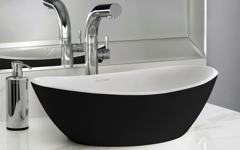 Victoria+Albert Amalfi 55 Umywalka stawiana na blat Czarny połysk VB-AML55-BK-NO